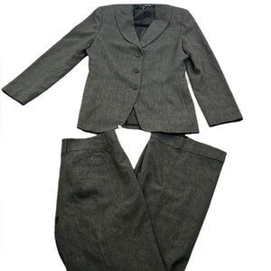 Anne Klein wool blend gray plaid pants suit size 8 new office business workwear